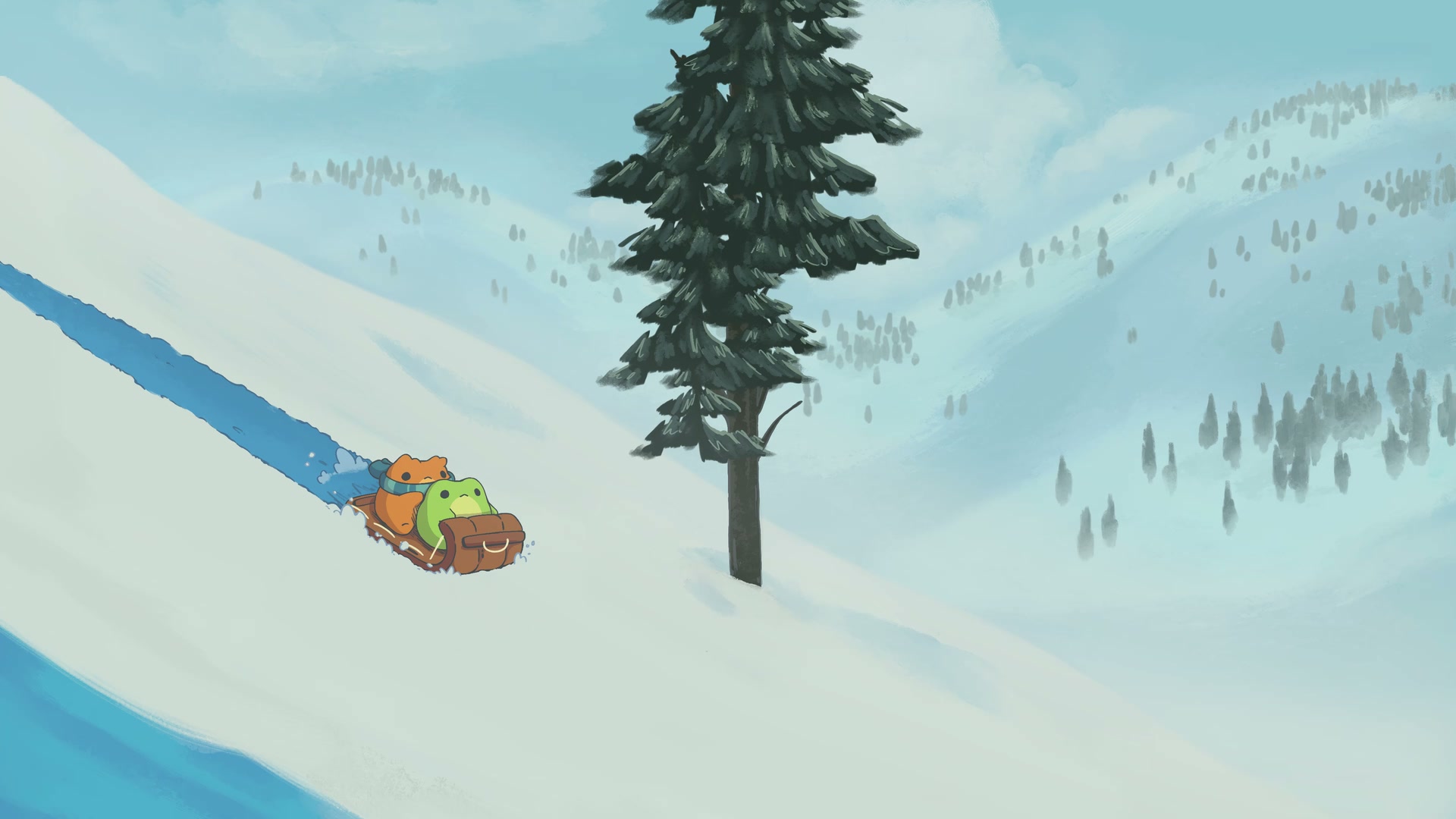 First-frame preview of the Sledding animated CC Theme